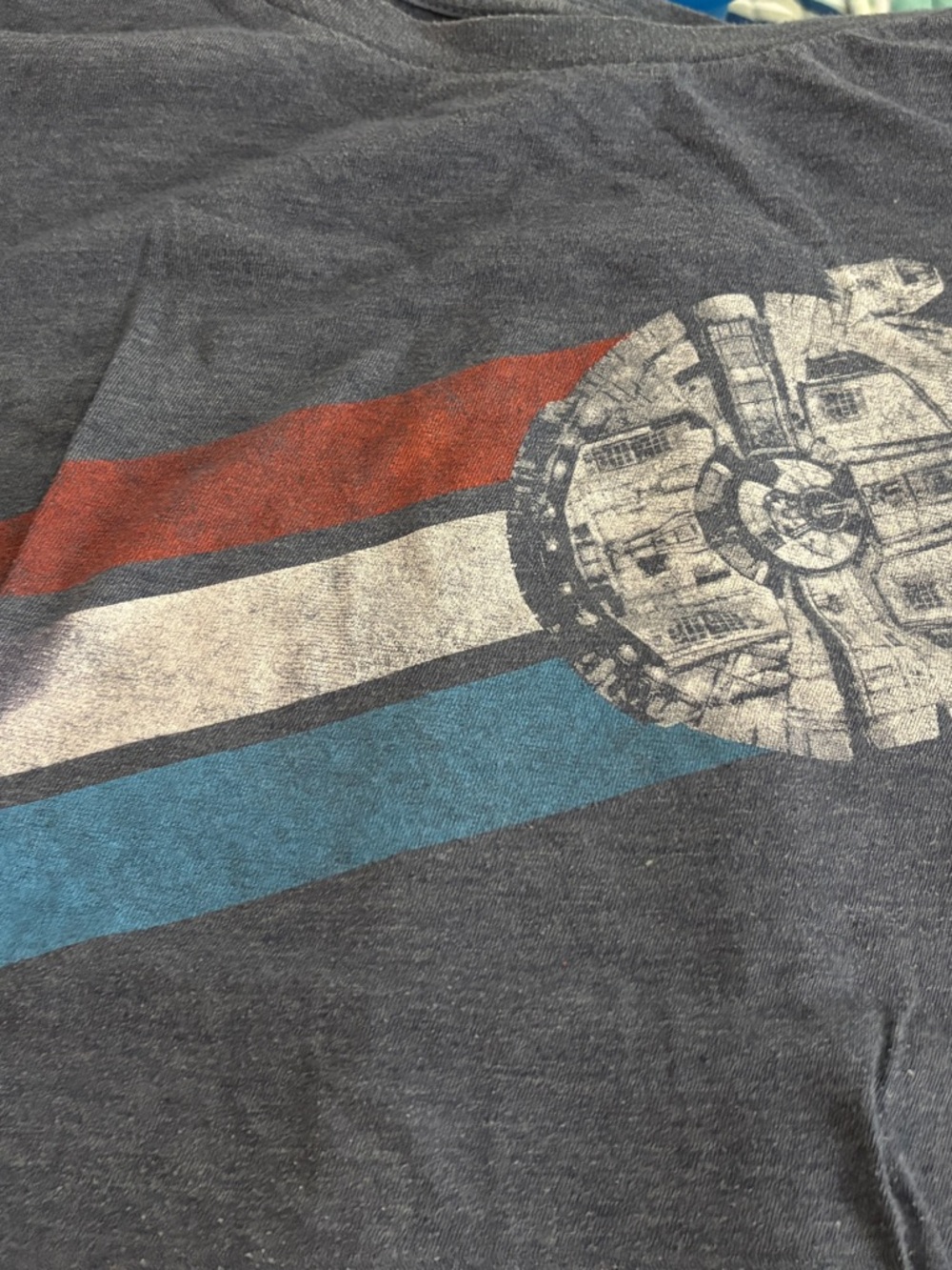 Star Wars Millennium Falcon Dark Gray Crewneck Tee with White Logo Print